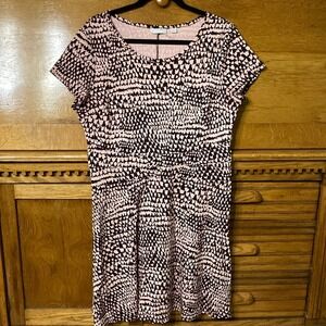 New York & Company Twee Boho Modern Pink Deep Purple Abstract Print Dress XL